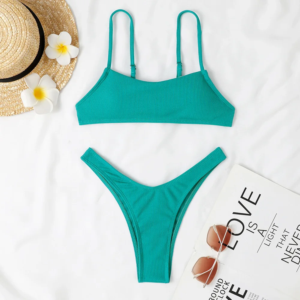 Custom Sexy Solid Ruffle Bikini Bathing Suits For Women Plus Size