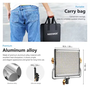 Neewer 480 LED Beads Video Photography Lighting Kit 3200-5600K CRI 96+ Dimmable Bi-Color LED With U Bracket Video Light product image