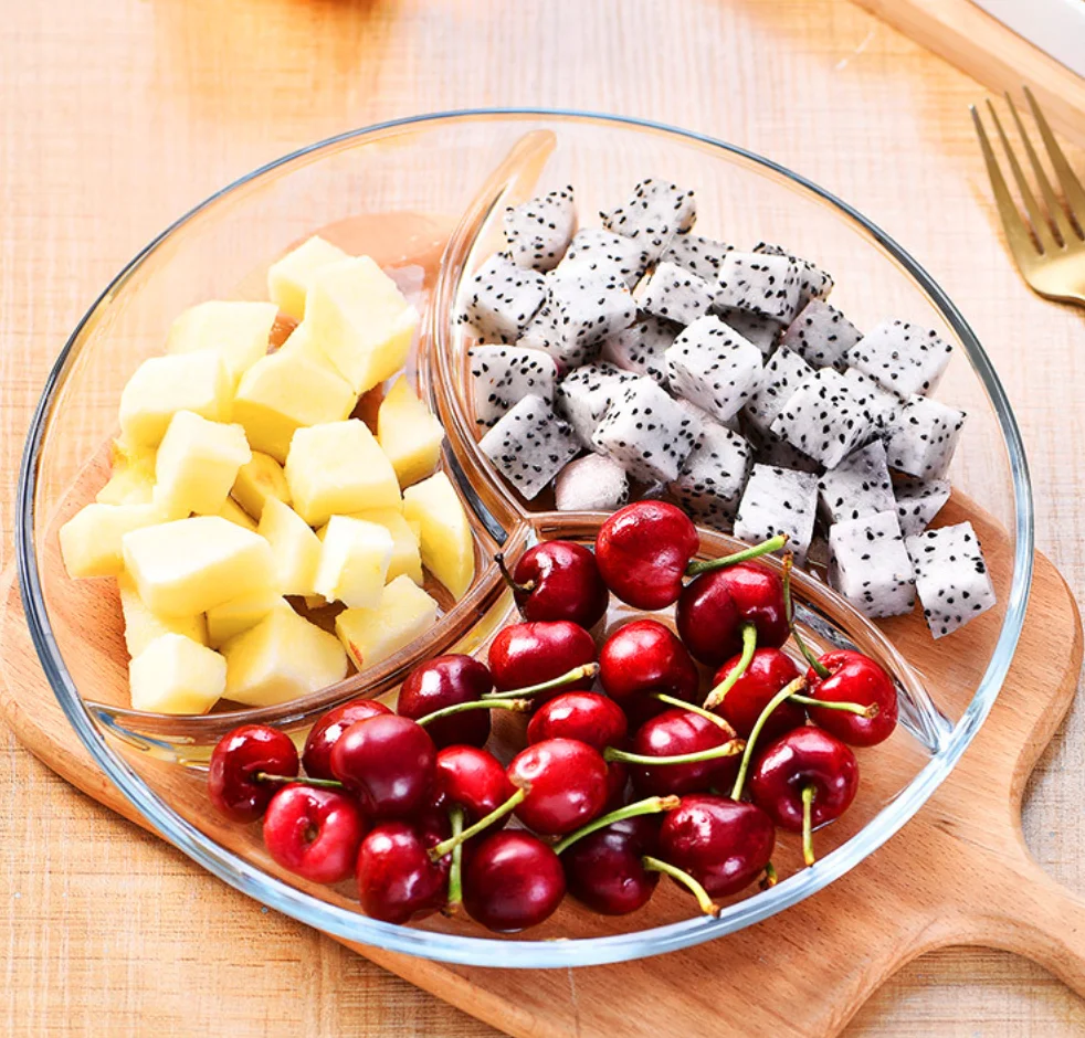 High Quality Round Divided Transparent Microwave Tempered Glass Plate Buy Microwave Tempered