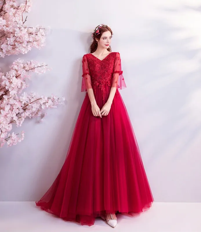 New Fashion Gown Cherry Red Ball Gown for Evening Parties