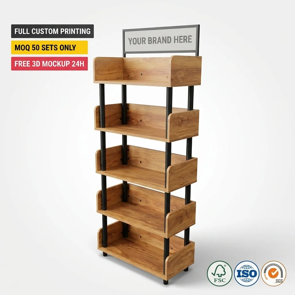Customized Wood Display Stand Floor Shop Display Racks Store Wood Retail Display for Brand Marketing for Soap &Wine Rack