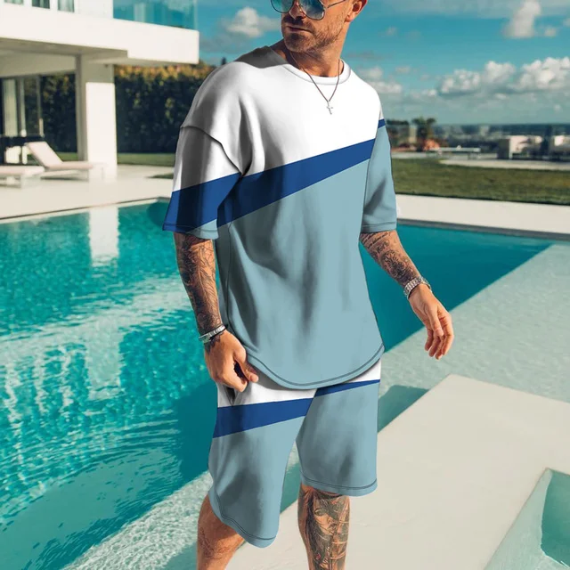 2023 Newest Men T Shirt Set 3D Print Cool Men's Clothes Outfits Casual Beach Shorts Suit Street Popular Tracksuit 2222_voghion.com