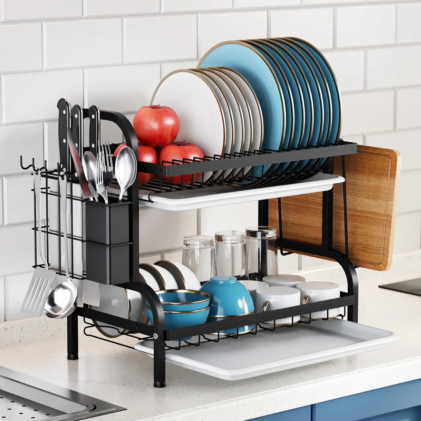 Multifunctional Kitchen Household Dish Drainage Storage Rack Shelf Bowl Cabinet