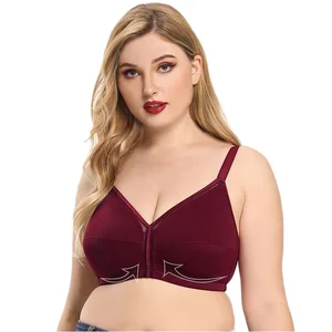 Ultra-Thin Women's Full Cup Wireless Bra Plus Size Big Cup E F C Knitted Breathable with Adjustable Straps Everyday Style