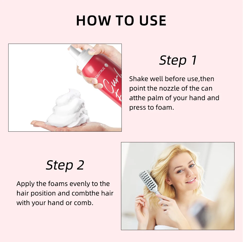 Beautrue Natural Private Label Curly Mousse Hair Styling Foam For Men