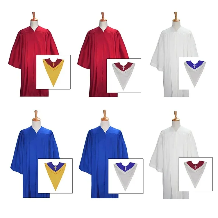 Wholesale Customized Open Sleeves Senior Fluted Choir Robes Choir Dresses With Reversible Choir Stole supplier