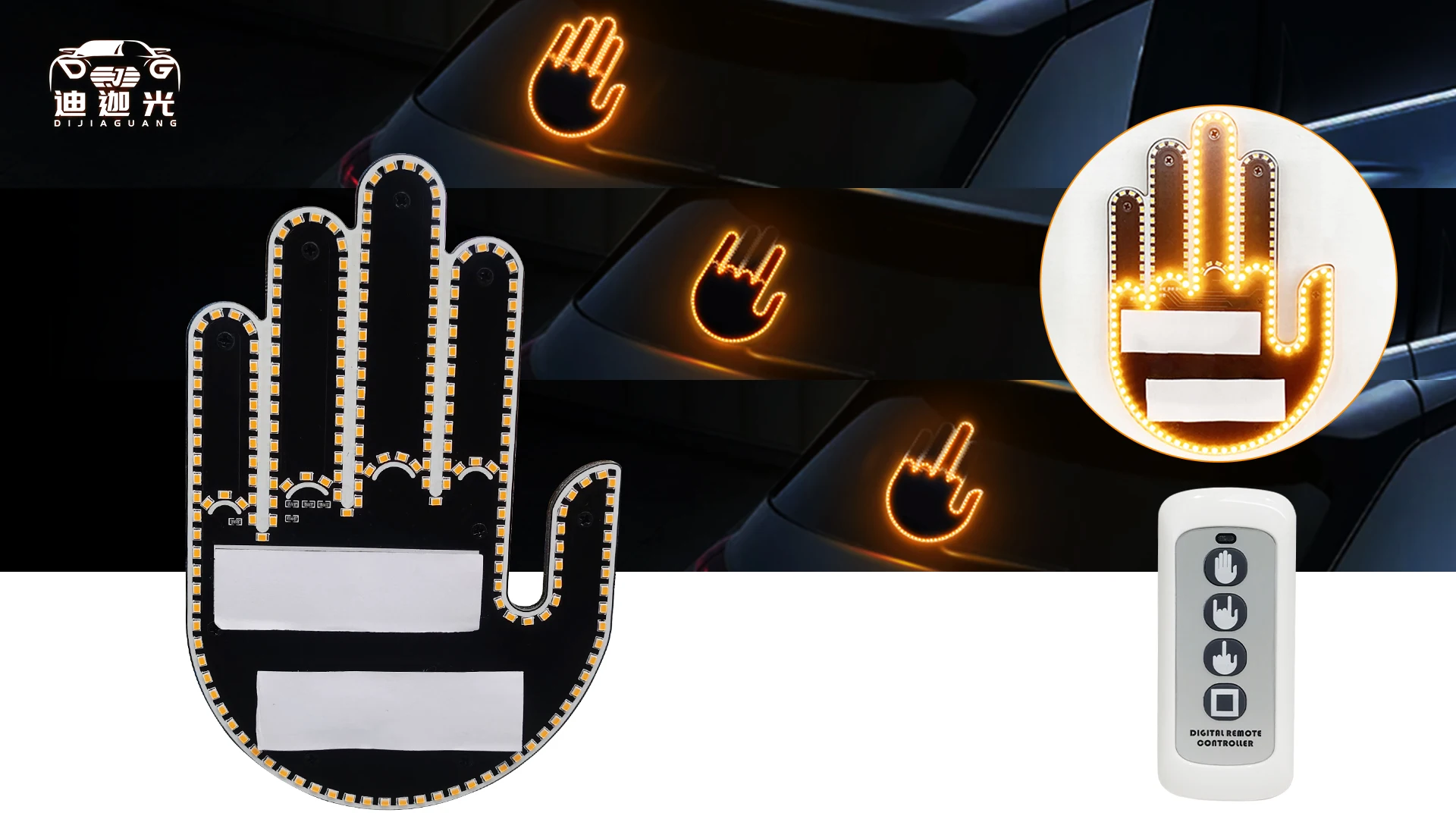 Wholesale Car Decoration Middle Finger Led Light With Transparent Shell