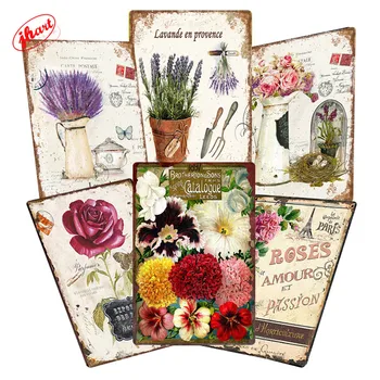 SUPERDANT Plaque Florale En Métal Avec Fleurs Et Livres - Décoration