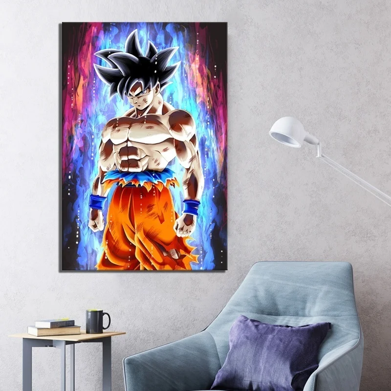 Arte de parede em tela estilo nórdico Dragon Ball Z Goku Anime pôster de  pintura moderna desenho de desenho fotos modulares para quarto de crianças,  Bo946, 8x12inx1pcs