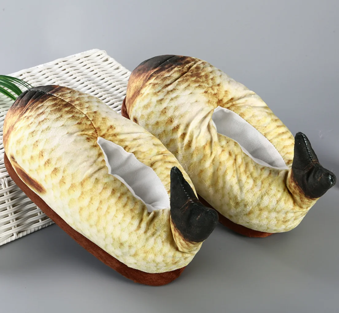 Warm and Stylish Plush Fish Slippers for Indoor Comfort