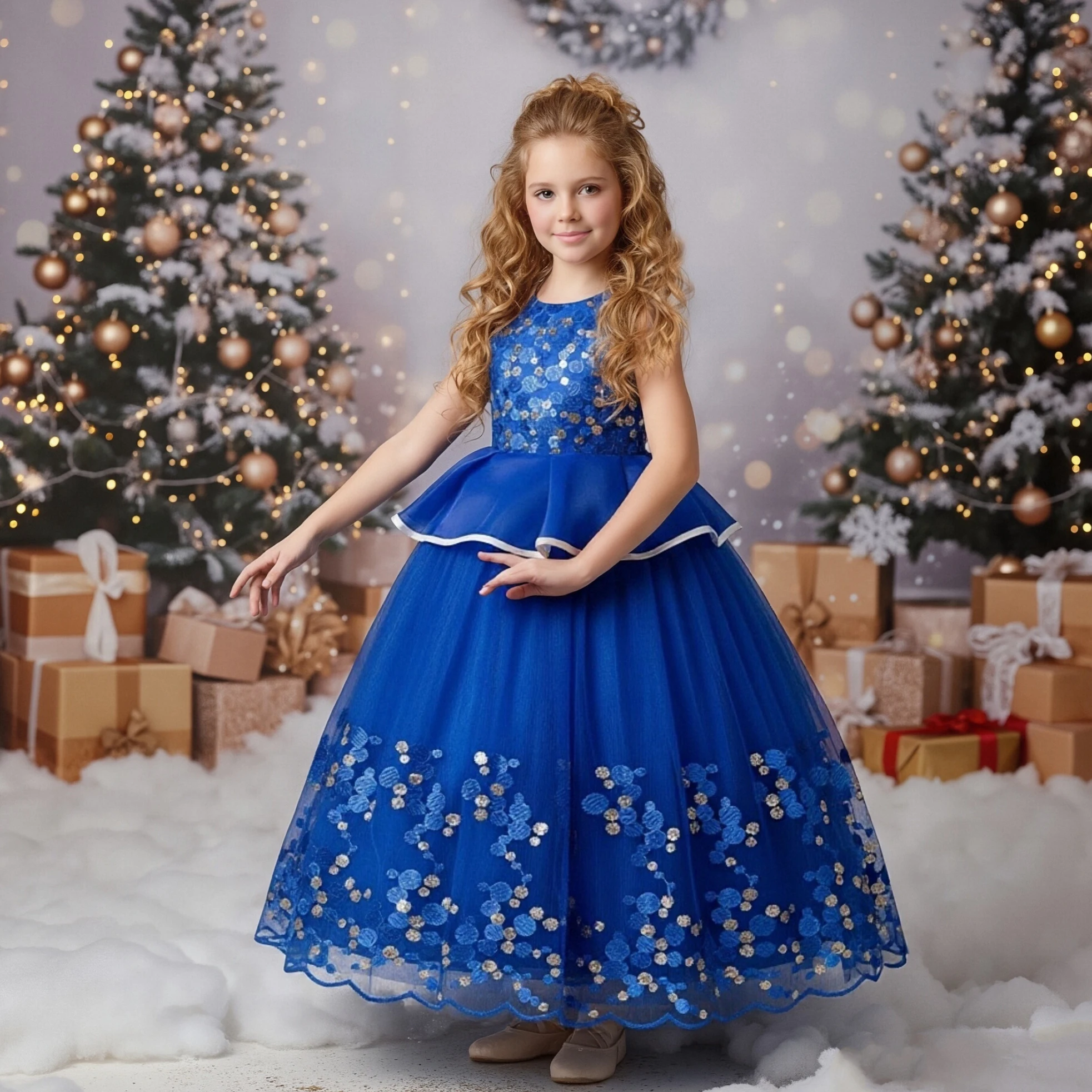 Shiny Beads Blue Girl Wedding Dress - Perfect for Parties Shiny Beads Blue Girl Wedding Dress - Perfect for Parties