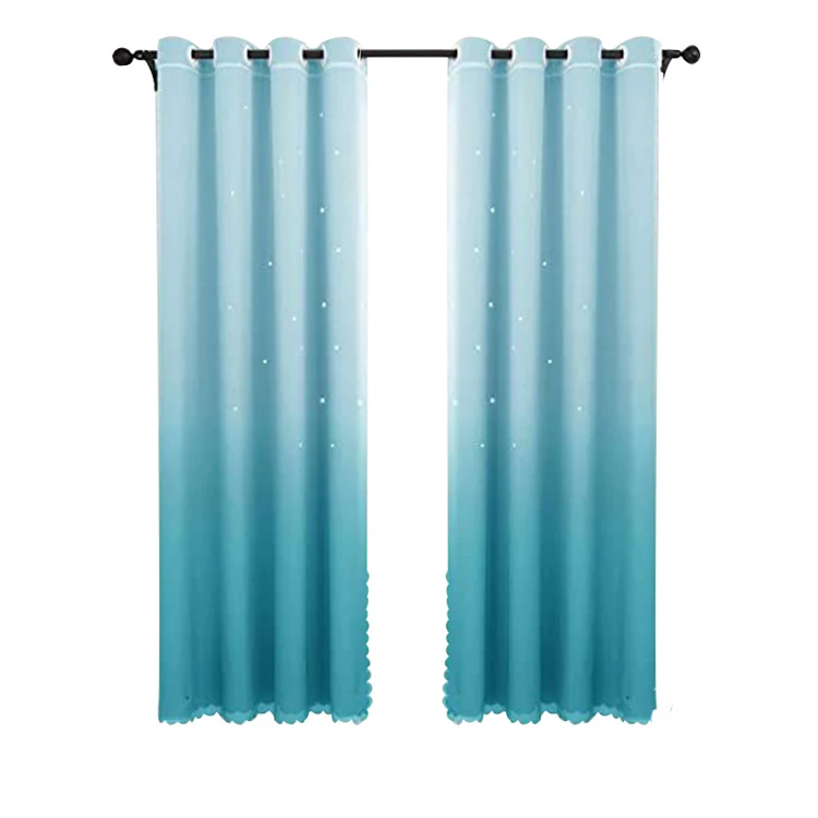 Wholesale Cheap Ready Made Polyester Blackout Embroidery Gradient Color luxury curtains