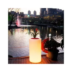 Modern Rechargeable LED Vase Round and Rectangular Flower Pots PE Plastic for Garden Use