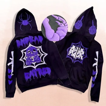 Streetwear Hoodies With Zipper Shark Hoodie Full Zip Up Puff Print Logo Letter Graphic Purple Full Face Zip Up Hoodie 70% Cotton