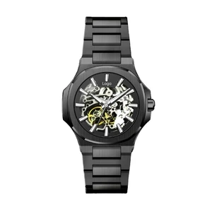 OEM Custom Logo Luxury Business Men Automatic Wristwatches Transparent Mechanical Watches Hollow Out Waterproof Watch Unisex