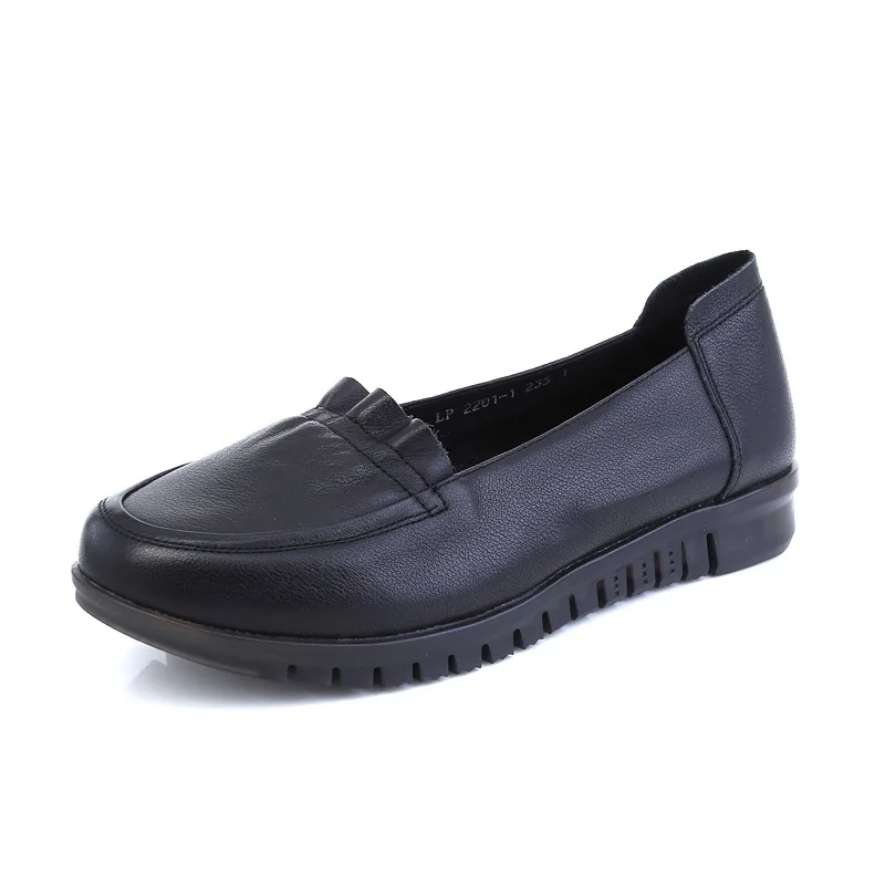 Factory Direct Ladies Work Shoes Black Cowhide Low Heel Non-Slip Sole Slip-On for Summer Autumn Spring for Hotel Officers Staff Factory Direct Ladies Work Shoes Black Cowhide Low Heel Non-Slip Sole Slip-On for Summer Autumn Spring for Hotel Officers Staff