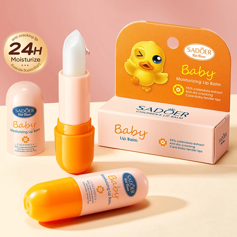 Penjagaan Kulit Korea OEM Pelembap Bibir Kanak-kanak SADOER Ekstrak Kaledula Pencegah Kekeringan dan Retak, Pelembap Bibir Berkhasiat dan Menenangkan untuk Kulit Kering