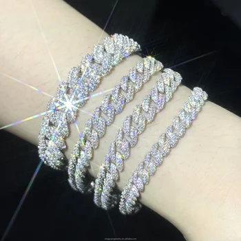 RTS hot sale VVS Moissanite bracelets 925 sterling silver iced out diamond Cuban chain bracelet Fine Jewelry Bracelets bangles