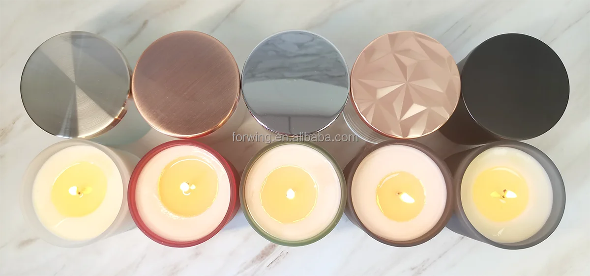 Luxury  Candle Jars Wholesale Empty 12oz 360ml Round Bottom Frosted Glass Candle Container Jars With Lid factory