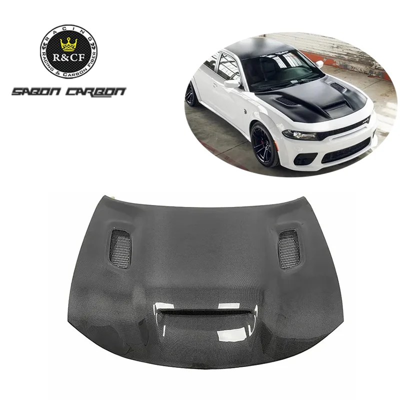 Redeye Style Carbon Fiber Front Engine Hood For Dodge Charger 2015-2024