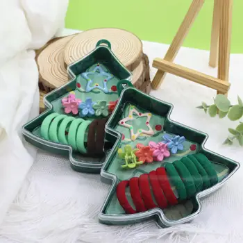 Original Design Christmas Tree Box Metal Clips Flower Mini Hair Ties Hair Elastic Hairpins Hair Accessories Sets