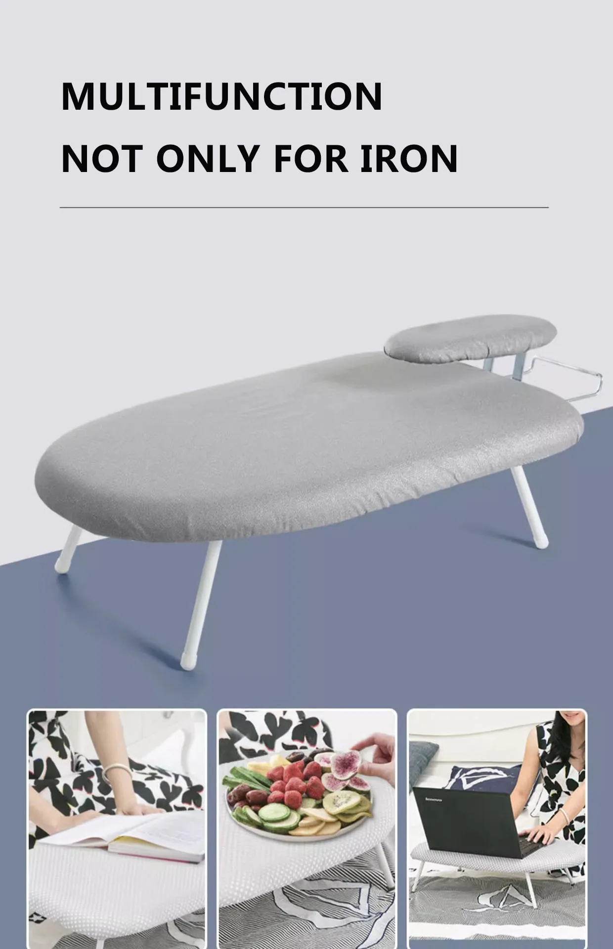 Mini Portable Foldable Folding Small Ironing Board Table Desk with Iron Holder