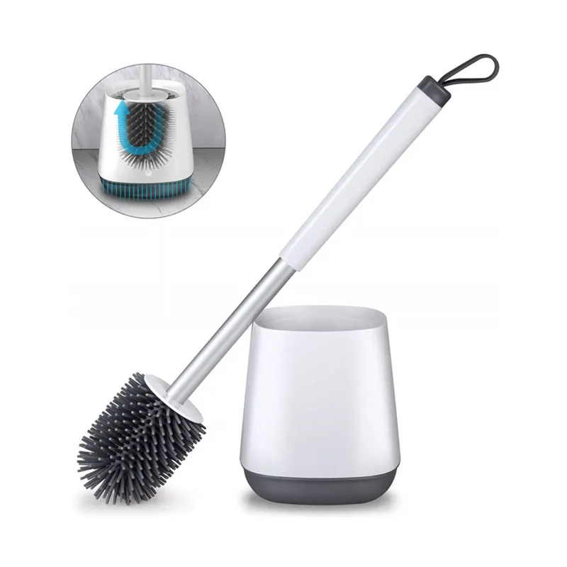 Silicone Bristles Bathroom Cleaning Bowl Brush Kit Toilet Brush and Holder Set 