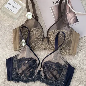 Ultra-thin Sexy Breathable Mesh Lady Underwear Collecting Accessory Breasts Anti Sagging Women's Rabbit Ears Crystal Cup Bra