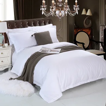 5 Star Hotel Bed Linen 100% Cotton Hilton King Size Bed Sheet White Bedding Set