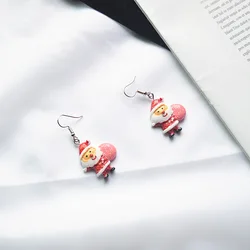 4 Paires De Boucles D'oreilles De Noël En Acrylique - Arbre, Père Noël, Bonhomme De Neige, Pain D'épice - Cadeau Fêtes