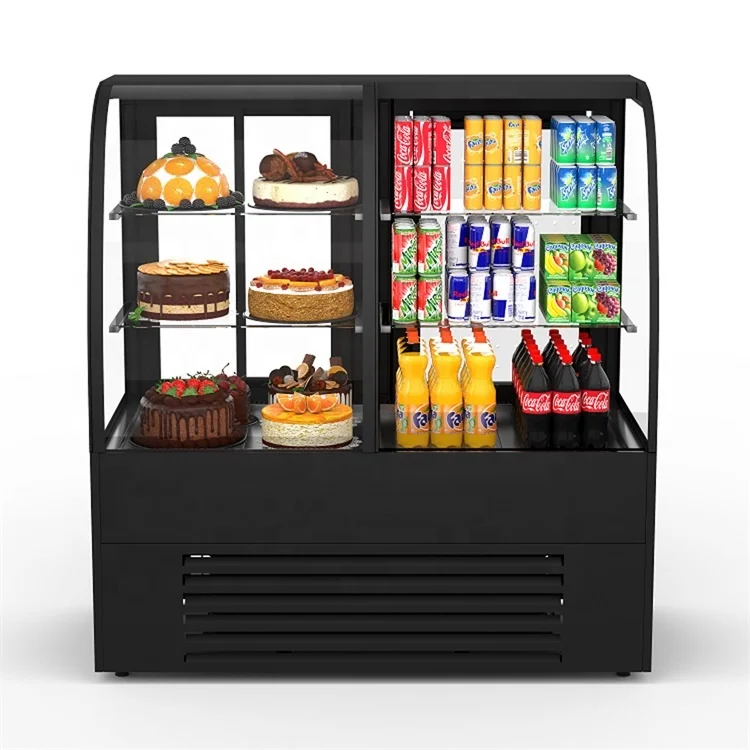 Dual Zone Grab and Go Open Display Chiller  Refrigerated Cake Display Case for Bakery
