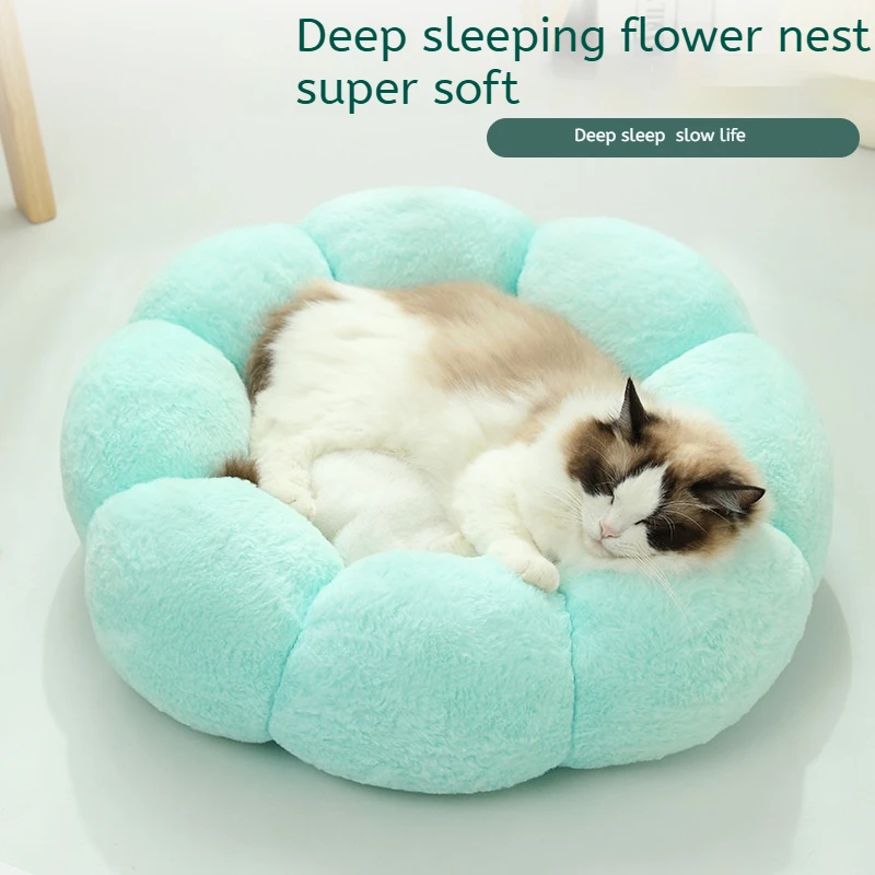 Luxury Soft Cozy Breathable Dog Bed with Floral Design Washable