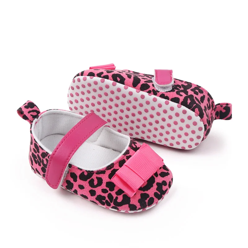 Spring Summer and Fall Fashion Leopard Print Bow Princess Shoes for Baby Girls Toddler Shoes details