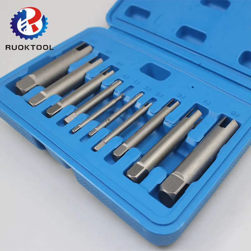 PTSLKHN 10-Piece SAE Hex Shank Drill Bit Set - 4 Inch Length, S2 Alloy Steel, Magnetic Tips (SAE Sizes 5/64" To 5/16")