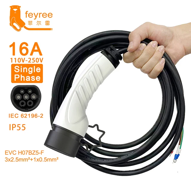 16A Type2 to Type 2 Single Phase Electric Vehicle Charging Cable