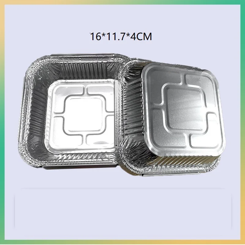 Square aluminum foil lunch box barbecue insulation tin foil box disposable takeaway packaging box air fryer tin foil tray supplier