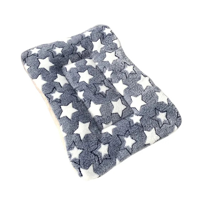 Autumn and Winter Large Small Dog Cat Bed Pet Mat with Faux Fur Thick Blanket Warm Sleeping Mat Print Pattern Kennel