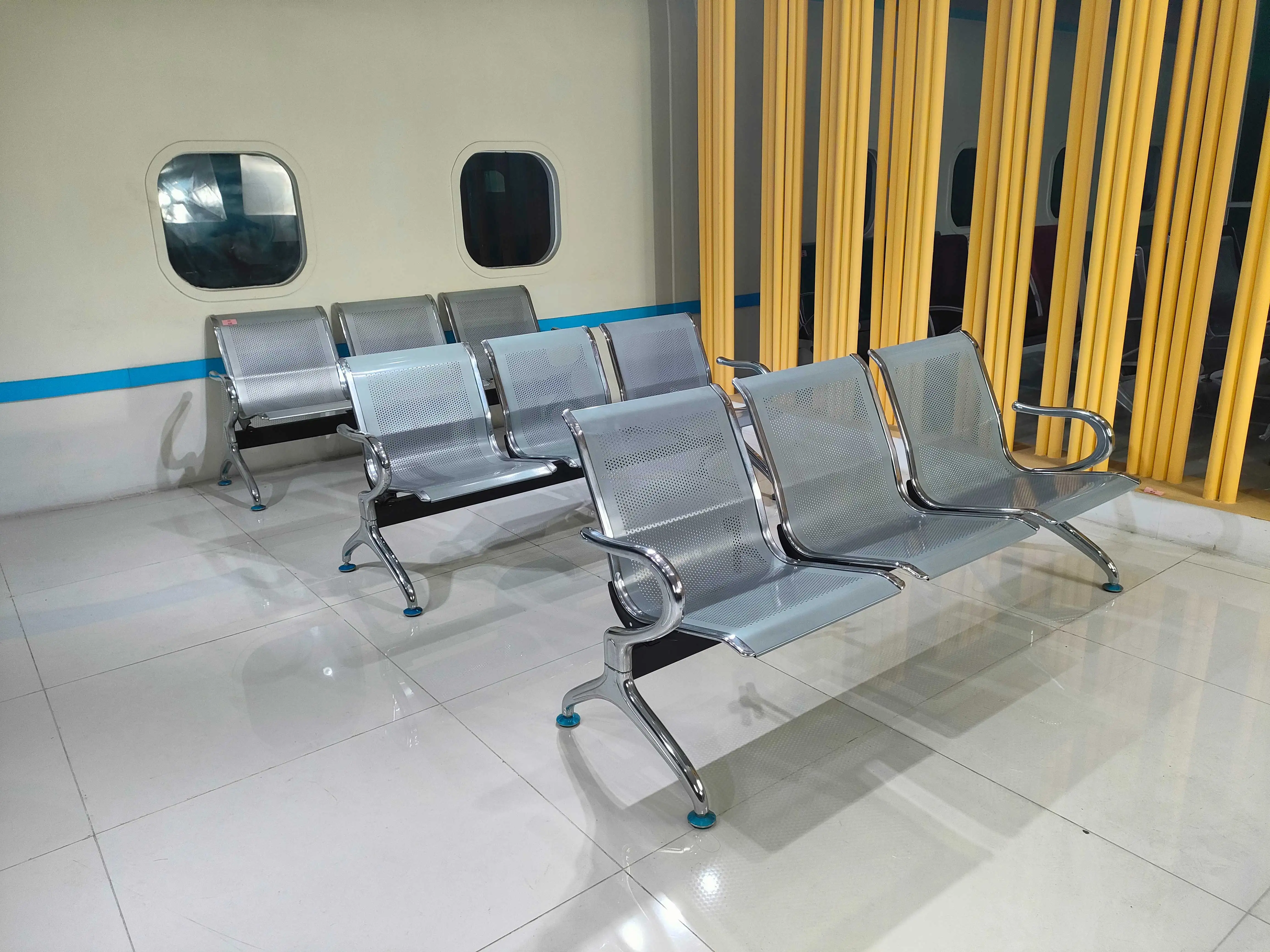 Modern Design 3 Seat & 5 Seat Office Reception Guest Chairs Metal Arms for School Airport Bank Hospital Business Waiting Rooms 5