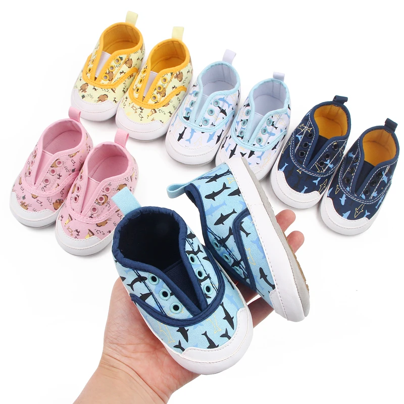 Cartoon Printed Baby Shoes Slip-on Infants Canvas Shoes Spring and Autumn Non-slip Toddler Shoes