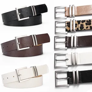 New Two-piece Casual Versatile Button PU Belt Wide Waist Belt Fashion Decoration Women's Belt with Leopard Print
