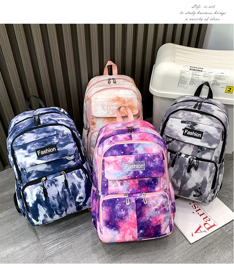 Promotional Sale New Multi Color Student School Bag Fresh and Sweet Print Nylon Backpack