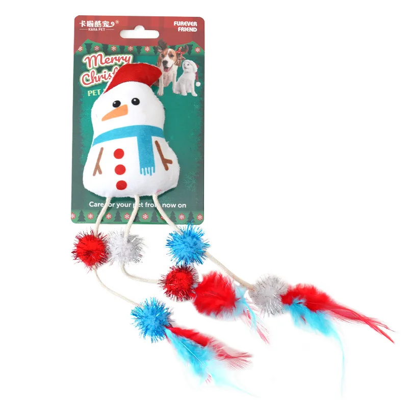 Christmas Pet Cat Toys Catnip Feather Plush Toy for Kitten Cat Chew Toy Interactive Pet Products Cat Accessories