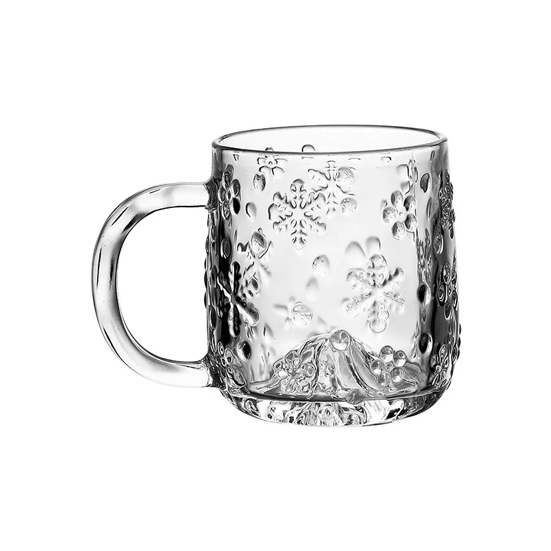 Wholesale Snowflake Pattern Unique Fruit Tea Glass Coffee Cup With Handle  From m.