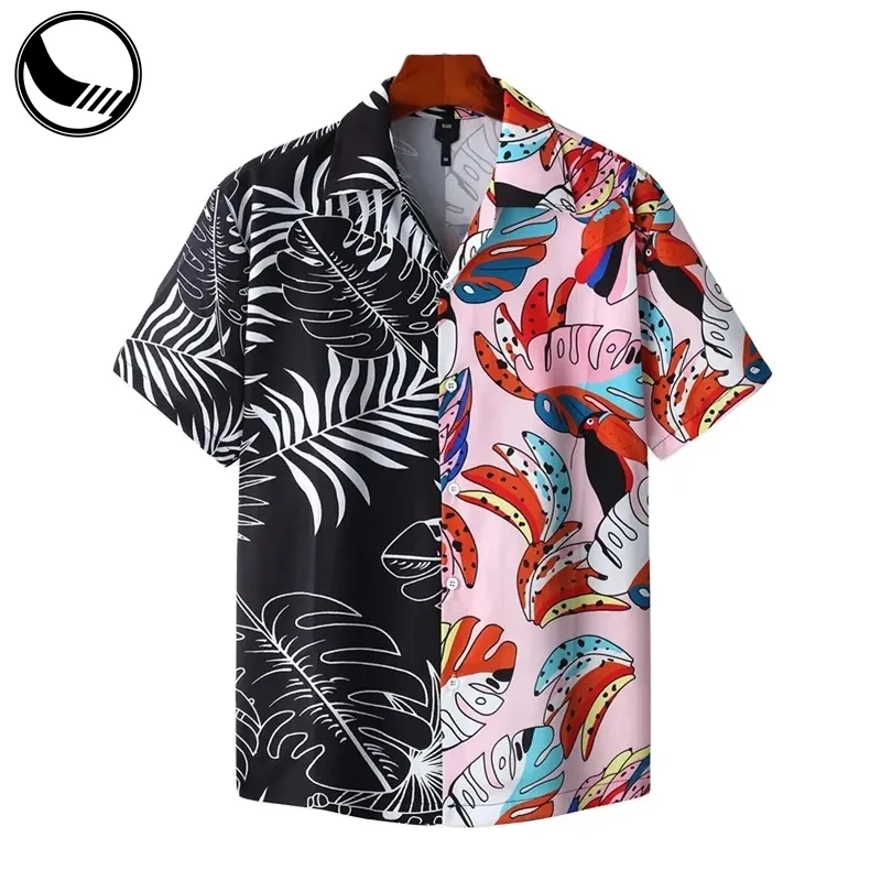 2023 Fashion Polynesian Men's Floral  Short Sleeve Casual Beach Summer Rayon Hawaiian Shirt