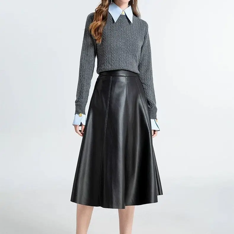 Genuine Leather Skirt Detail View