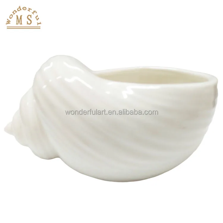 Ceramic porcelain snail shell seashell shape candle holder gift tea light conch holder desktop decoration