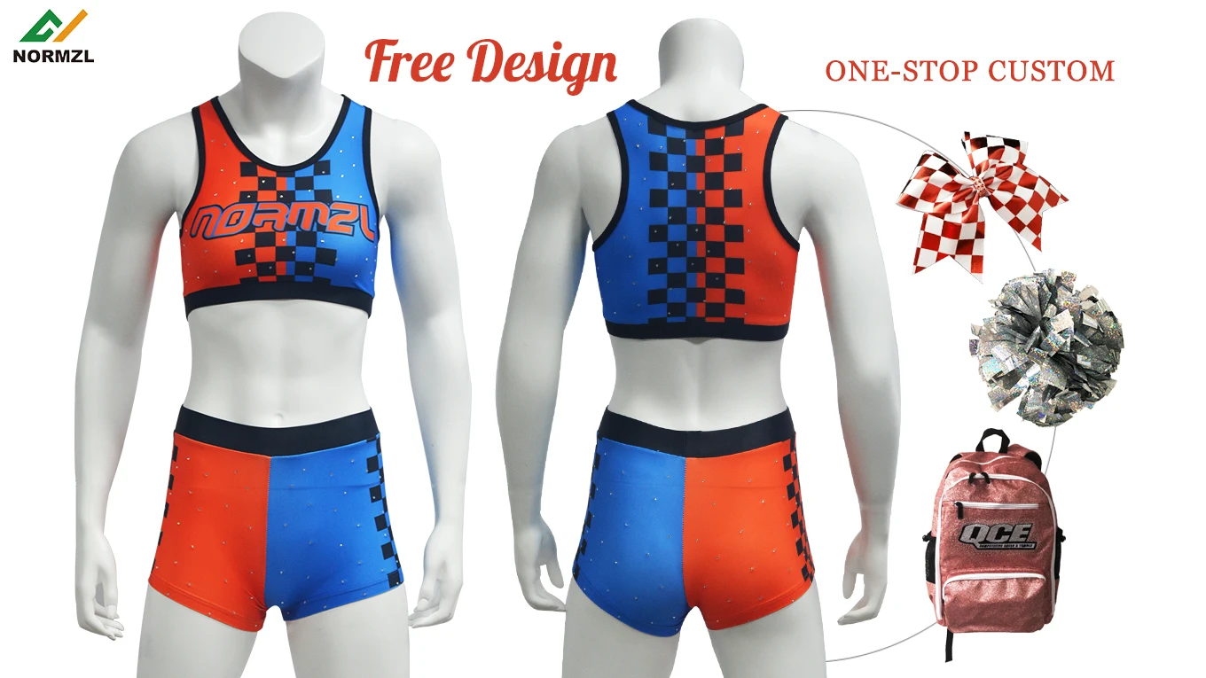 Custom Dance Athletics Wear Cheerleading Bra Shorts Sparkle Cheerleader