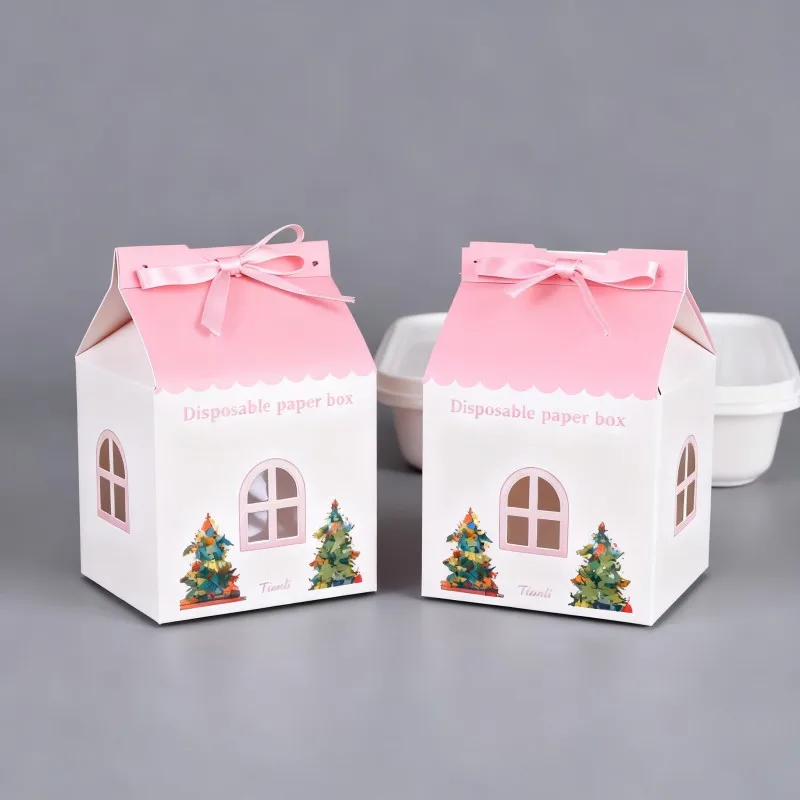 product small food cake bakery box sweet candy biscuit cookies packaging with handle fast food take away takeout box-7