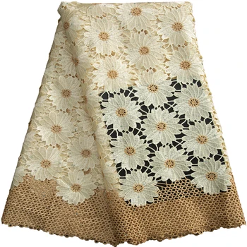 3235 Hot Style African Guipure Cord Lace Fabric With Flower Soft Water ...