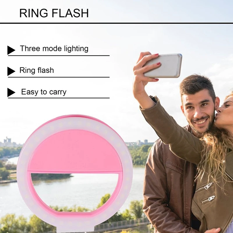 Led Selfie Ring Light Mobile Phone Lens LED Selfie Lamp Ring for IPhone  Phone Selfie Clip Light Accessories